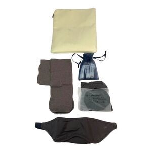 Escada Beige Leather Zip Pouch Lufthansa First Class LaPrairie Amenities Set SEE